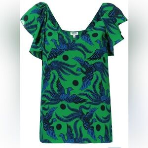 Kenzo Paris Womens 42 EU Green Blue Flying Phoenix